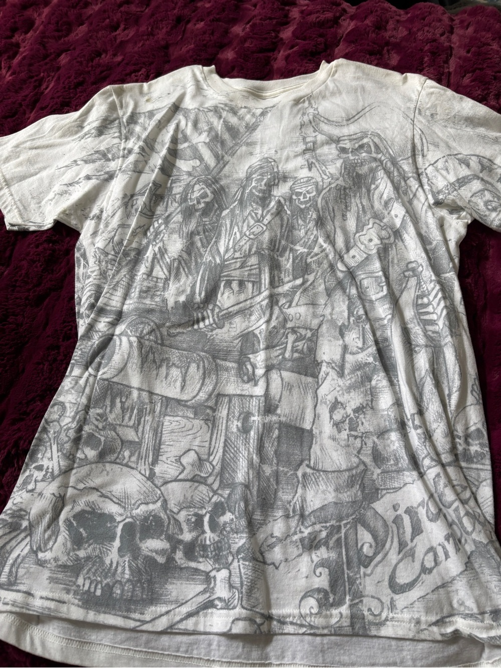 Pirates of the Caribbean Men's Graphic Crewneck T-Shirt in Light Gray medium